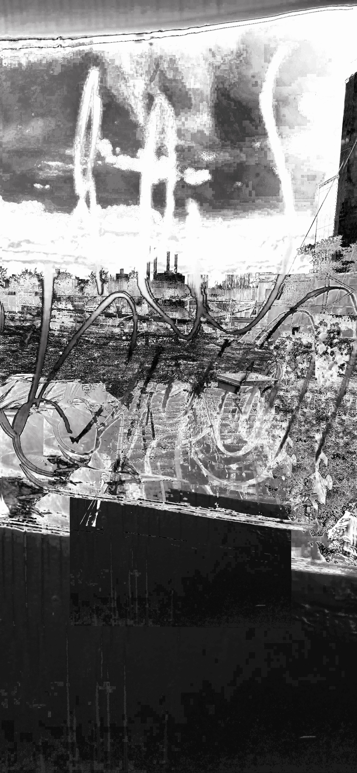 Industrial black and white glitch art